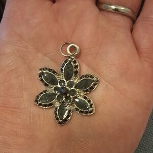 Elegant Silver and Black Floral Pendant
